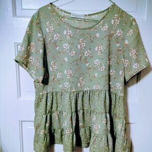 Green Floral Women Top